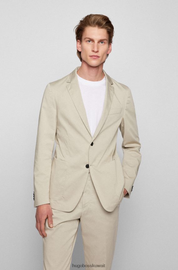 4TFNJN3788 البيج الفاتح Hugo Boss سترة Hugo ذات قصة ضيقة من القماش المطاطي باللون البيج الفاتح
