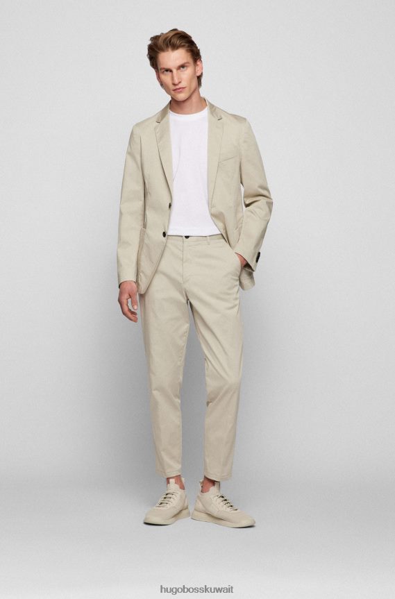 4TFNJN3788 البيج الفاتح Hugo Boss سترة Hugo ذات قصة ضيقة من القماش المطاطي باللون البيج الفاتح