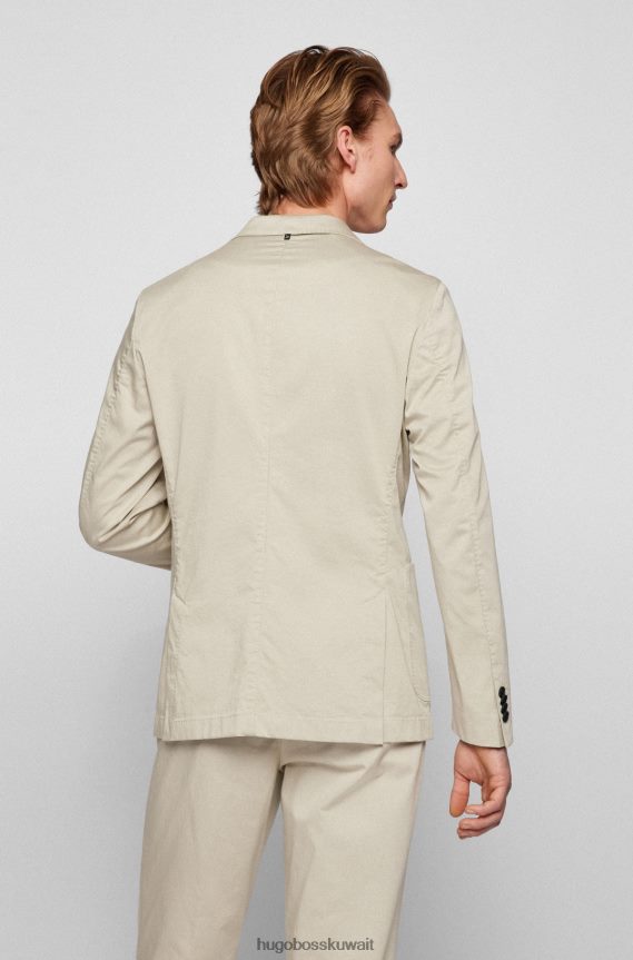 4TFNJN3788 البيج الفاتح Hugo Boss سترة Hugo ذات قصة ضيقة من القماش المطاطي باللون البيج الفاتح