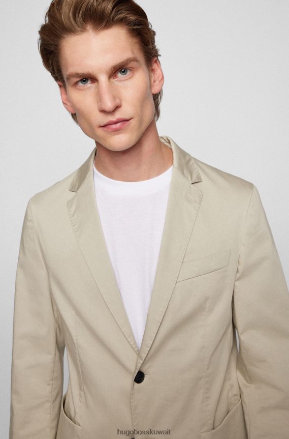 4TFNJN3788 البيج الفاتح Hugo Boss سترة Hugo ذات قصة ضيقة من القماش المطاطي باللون البيج الفاتح