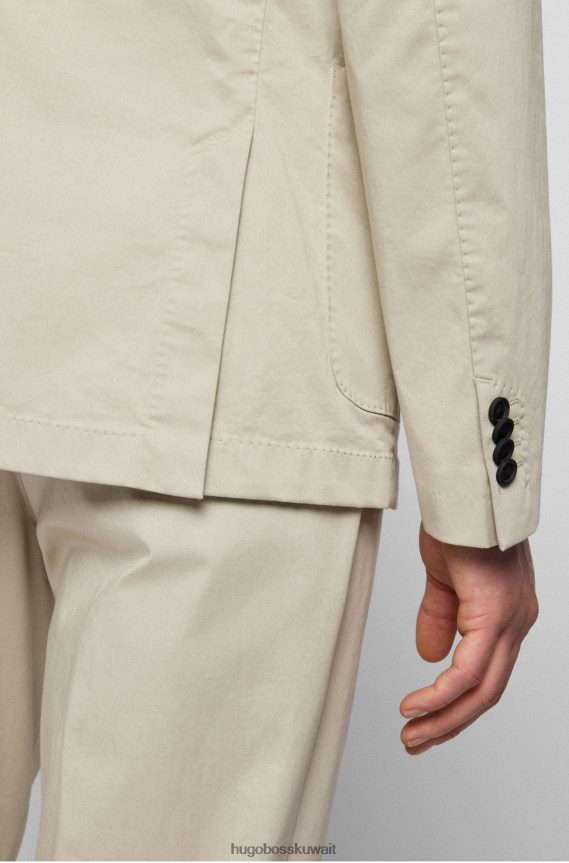 4TFNJN3788 البيج الفاتح Hugo Boss سترة Hugo ذات قصة ضيقة من القماش المطاطي باللون البيج الفاتح