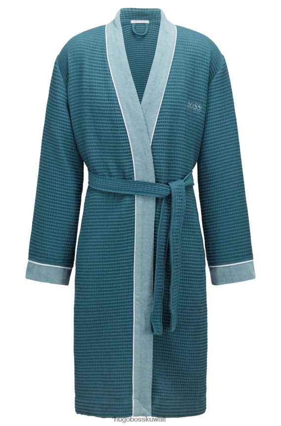 4TFNJN3796 أزرق غامق Hugo Boss ثوب هوغو من القطن على شكل قرص العسل باللون الأزرق الداكن