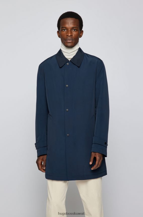 4TFNJN3797 أزرق غامق Hugo Boss معطف مقاوم للماء باللون الأزرق الداكن مصنوع من قماش هوغو المعاد تدويره