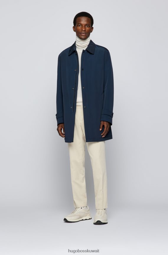 4TFNJN3797 أزرق غامق Hugo Boss معطف مقاوم للماء باللون الأزرق الداكن مصنوع من قماش هوغو المعاد تدويره