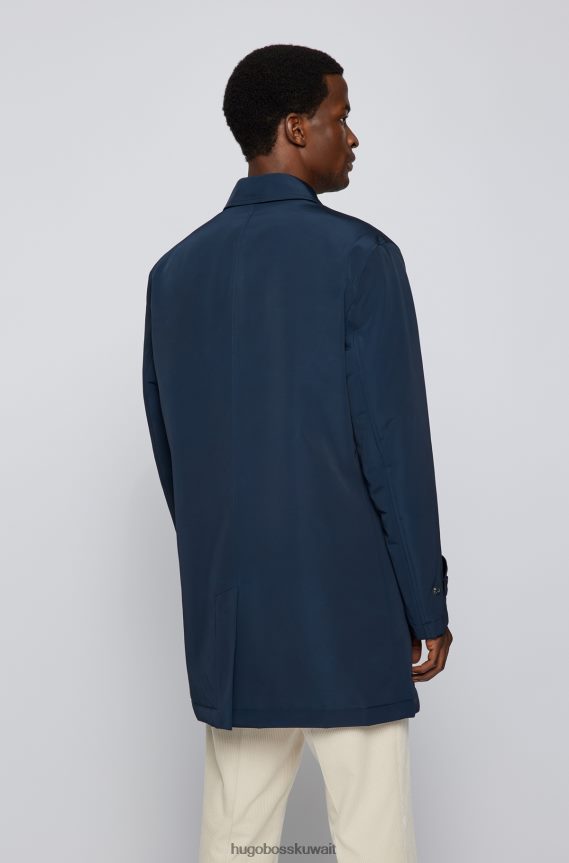 4TFNJN3797 أزرق غامق Hugo Boss معطف مقاوم للماء باللون الأزرق الداكن مصنوع من قماش هوغو المعاد تدويره
