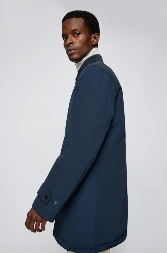 4TFNJN3797 أزرق غامق Hugo Boss معطف مقاوم للماء باللون الأزرق الداكن مصنوع من قماش هوغو المعاد تدويره