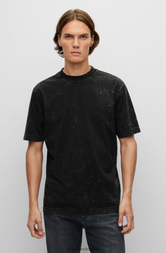 4TFNJN3799 أسود Hugo Boss تيشيرت Hugo أسود مريح من قطن الجيرسيه مع غسيل ثلجي