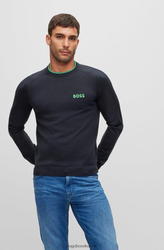 4TFNJN3801 أزرق غامق Hugo Boss سترة Hugo ذات المقاس العادي من مزيج مطاطي باللون الأزرق الداكن