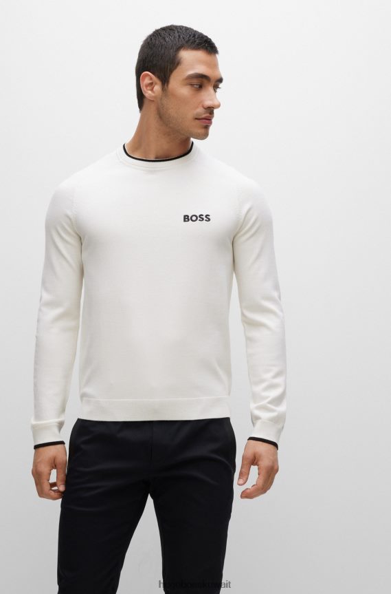 4TFNJN3802 أبيض Hugo Boss سترة ذات مقاس عادي من مزيج هوغو الأبيض المطاطي