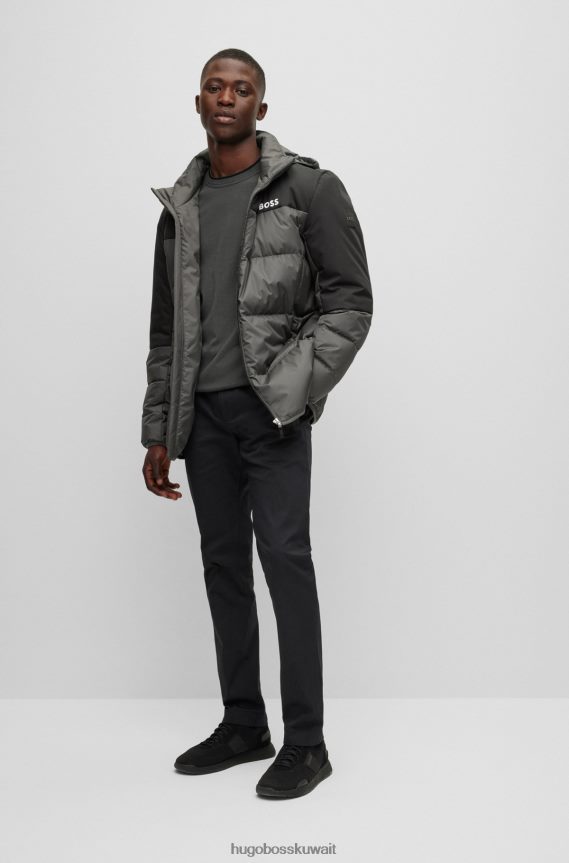 4TFNJN3803 الرمادي الداكن Hugo Boss سترة رمادية داكنة ذات مقاس عادي في مزيج مطاطي من هوغو