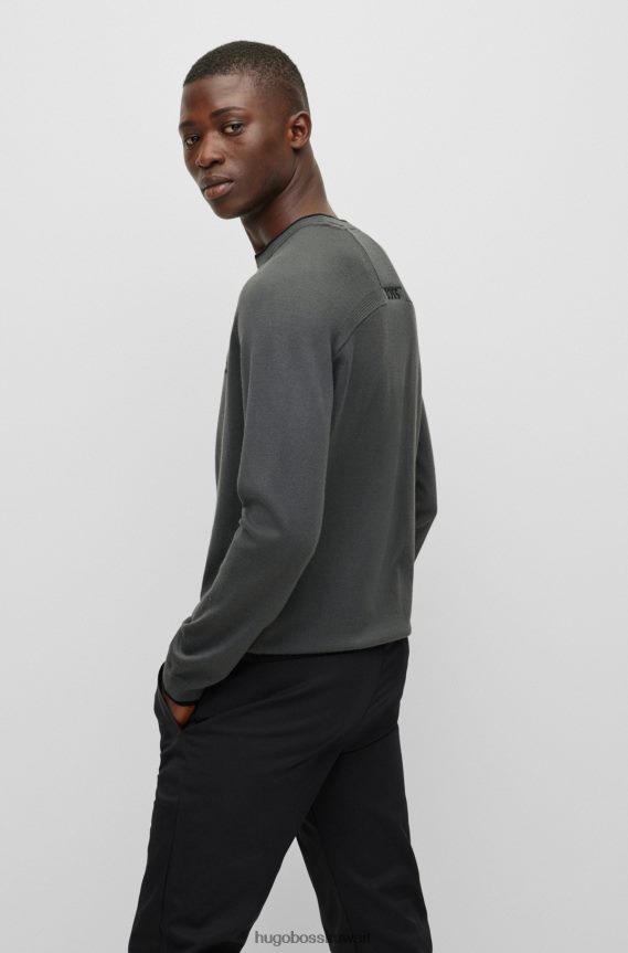 4TFNJN3803 الرمادي الداكن Hugo Boss سترة رمادية داكنة ذات مقاس عادي في مزيج مطاطي من هوغو