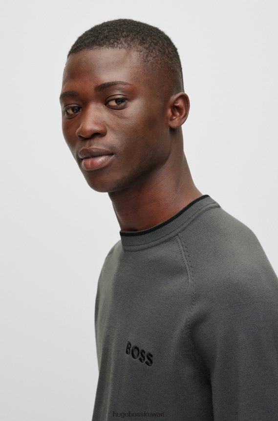 4TFNJN3803 الرمادي الداكن Hugo Boss سترة رمادية داكنة ذات مقاس عادي في مزيج مطاطي من هوغو