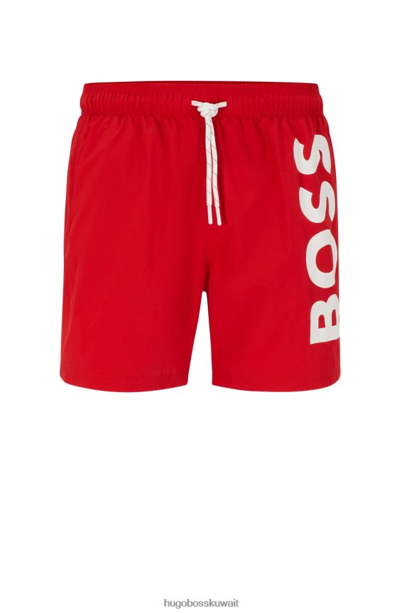 4TFNJN3818 أحمر Hugo Boss هوغو شورت سباحة أحمر سريع الجفاف مع شعار متباين كبير