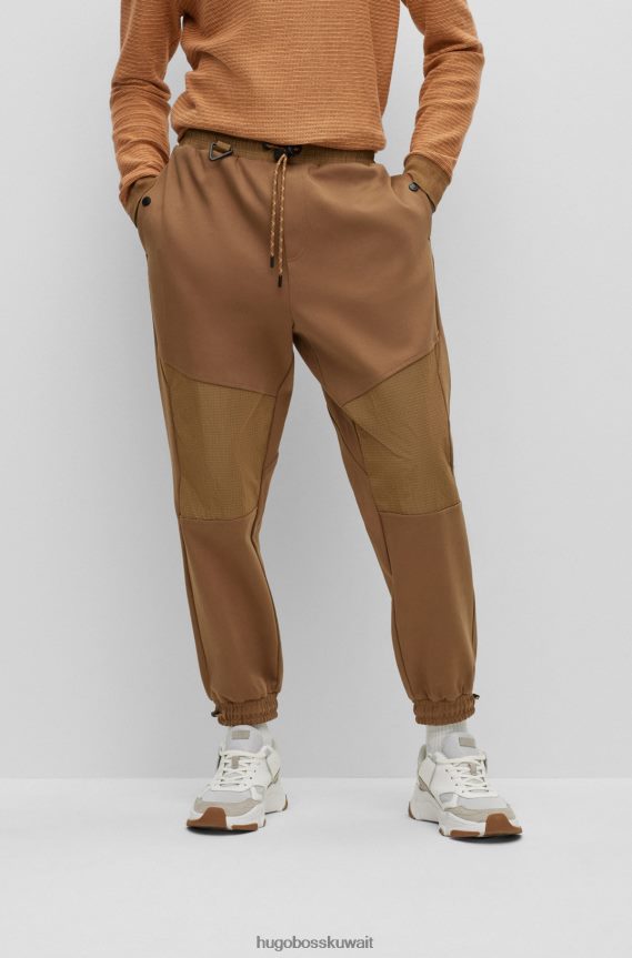 4TFNJN3828 بني Hugo Boss بنطال رياضي بأساور بنية اللون مع إضافات هوغو