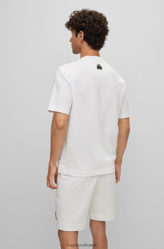 4TFNJN3835 أبيض Hugo Boss تي شيرت من القطن العضوي بأكمام قصيرة مع Union Jack White Hugo