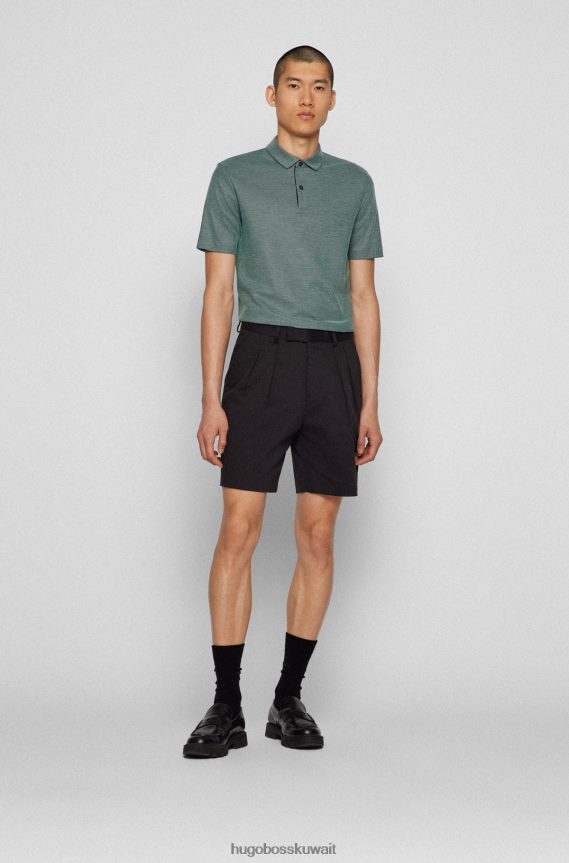 4TFNJN3838 أخضر Hugo Boss قميص بولو أخضر من Hugo بقصة ضيقة مصنوع من القطن المهيكل على شكل قرص العسل