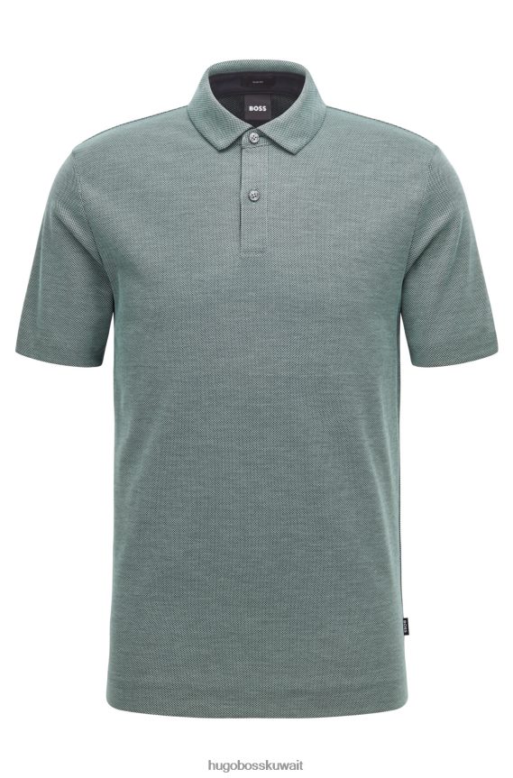 4TFNJN3838 أخضر Hugo Boss قميص بولو أخضر من Hugo بقصة ضيقة مصنوع من القطن المهيكل على شكل قرص العسل