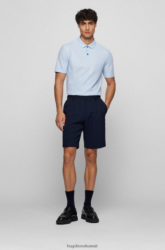 4TFNJN3839 أزرق فاتح Hugo Boss قميص بولو Hugo ذو قصة ضيقة باللون الأزرق الفاتح من القطن المهيكل على شكل قرص العسل