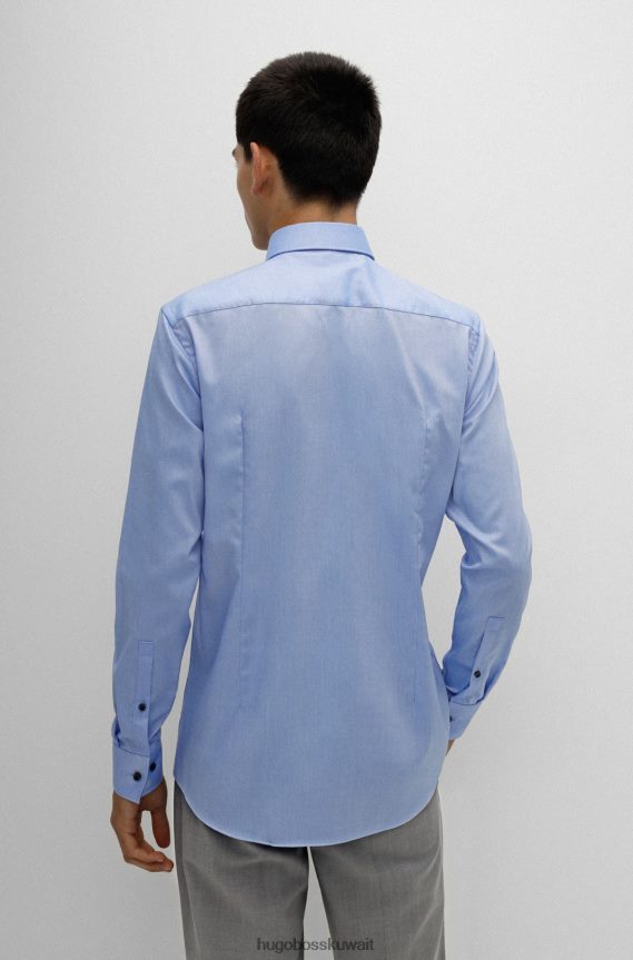 4TFNJN3850 أزرق فاتح Hugo Boss قميص هوغو بقصة ضيقة باللون الأزرق الفاتح، مصنوع من قطن أكسفورد سهل الكي
