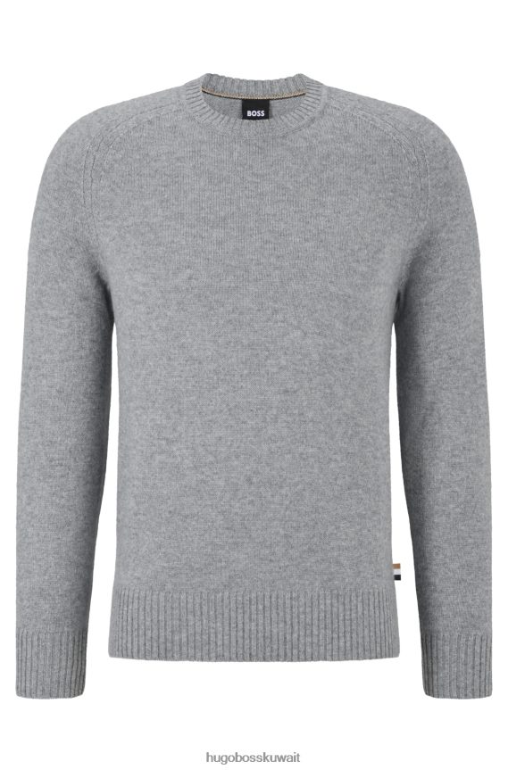 4TFNJN3858 رمادي فاتح Hugo Boss سترة هوغو برقبة دائرية باللون الرمادي الفاتح من الكشمير المسؤول