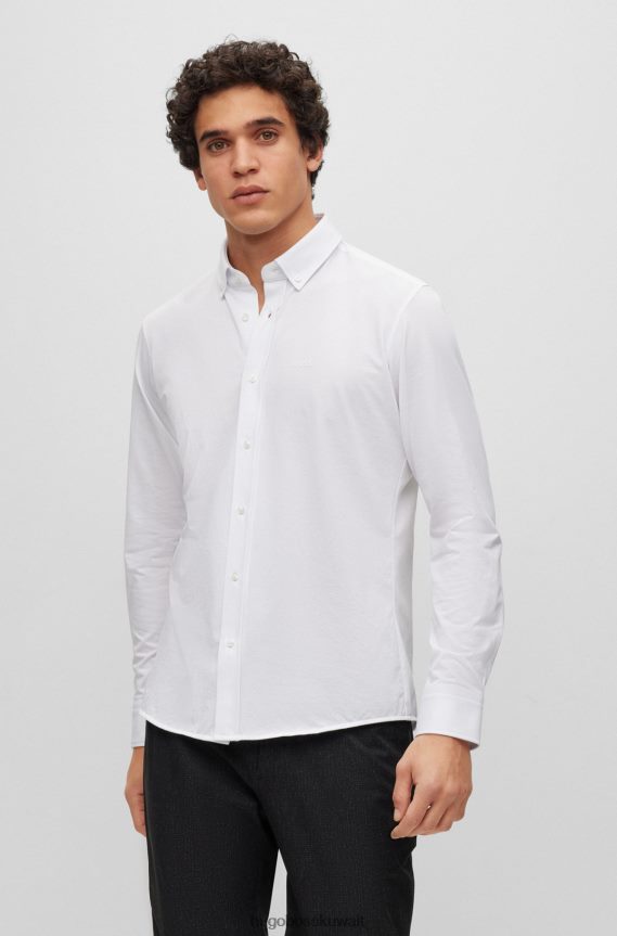 4TFNJN3874 أبيض Hugo Boss قميص بقصة عادية مصنوع من مزيج القطن الجيرسي هوغو باللون الأبيض