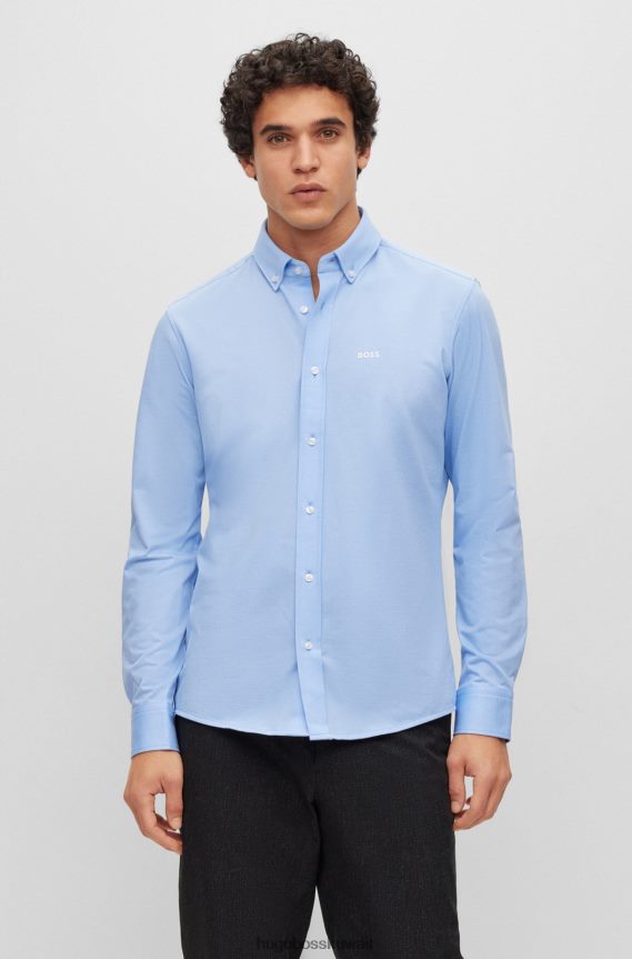 4TFNJN3875 أزرق فاتح Hugo Boss قميص هوغو ذو قصة عادية باللون الأزرق الفاتح مصنوع من مزيج القطن الجيرسي