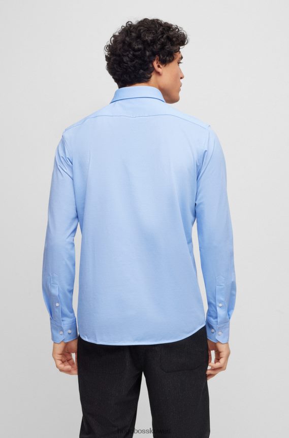 4TFNJN3875 أزرق فاتح Hugo Boss قميص هوغو ذو قصة عادية باللون الأزرق الفاتح مصنوع من مزيج القطن الجيرسي