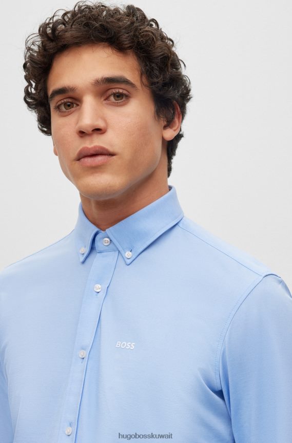4TFNJN3875 أزرق فاتح Hugo Boss قميص هوغو ذو قصة عادية باللون الأزرق الفاتح مصنوع من مزيج القطن الجيرسي