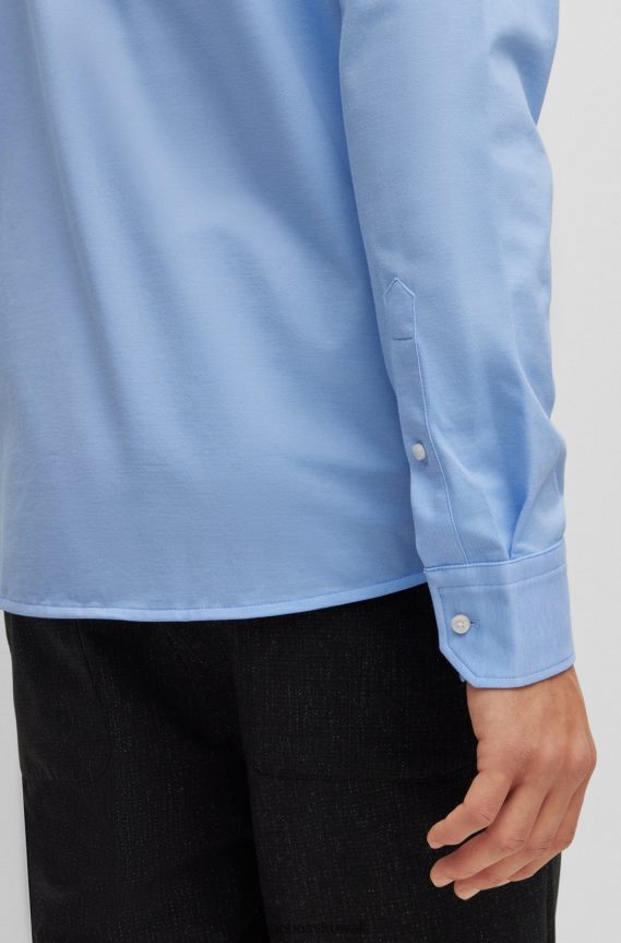 4TFNJN3875 أزرق فاتح Hugo Boss قميص هوغو ذو قصة عادية باللون الأزرق الفاتح مصنوع من مزيج القطن الجيرسي