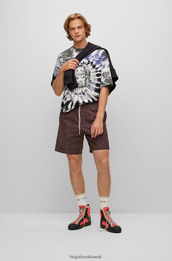 4TFNJN3879 وردي غامق Hugo Boss شورت Hugo x phipps القطني مصنوع من بقايا الملابس المُعاد تصنيعها