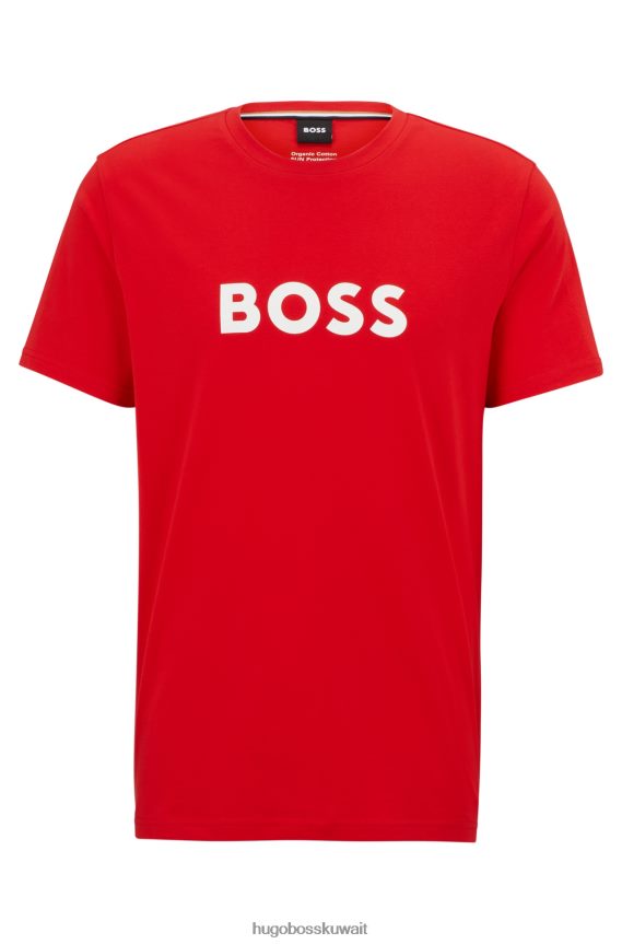 4TFNJN3883 أحمر Hugo Boss تي شيرت Hugo باللون الأحمر من القطن العضوي بقصة مريحة وشعار متباين