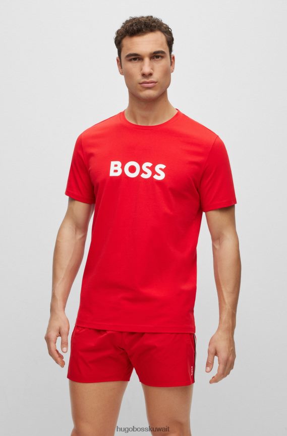 4TFNJN3883 أحمر Hugo Boss تي شيرت Hugo باللون الأحمر من القطن العضوي بقصة مريحة وشعار متباين