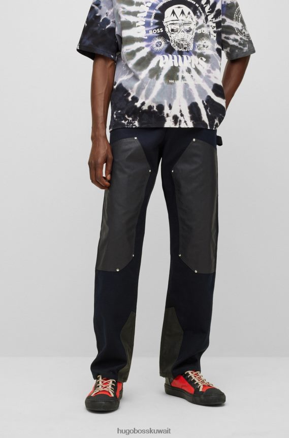 4TFNJN3911 أزرق غامق Hugo Boss × بنطلون فيبس مقاوم للماء مصنوع من بقايا المواد