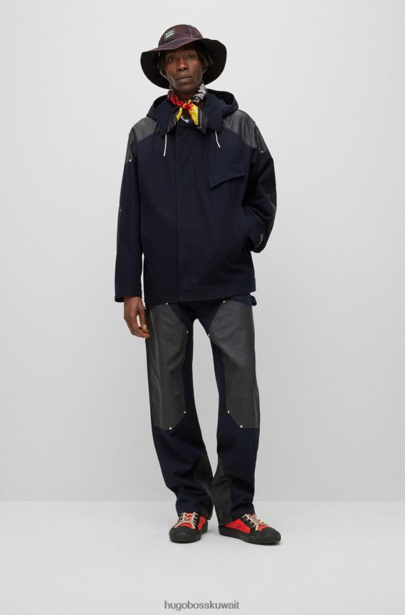 4TFNJN3911 أزرق غامق Hugo Boss × بنطلون فيبس مقاوم للماء مصنوع من بقايا المواد