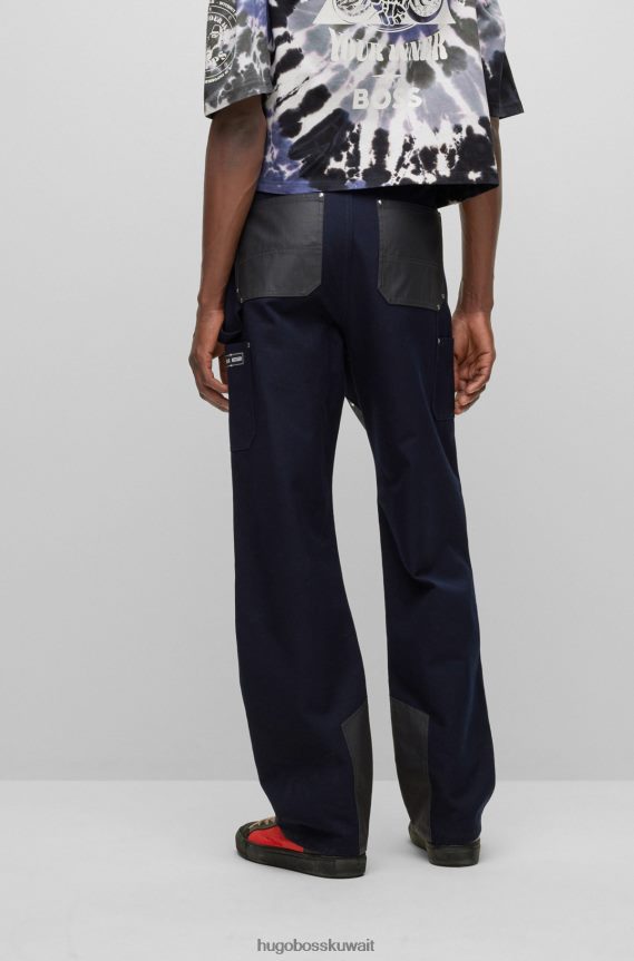 4TFNJN3911 أزرق غامق Hugo Boss × بنطلون فيبس مقاوم للماء مصنوع من بقايا المواد