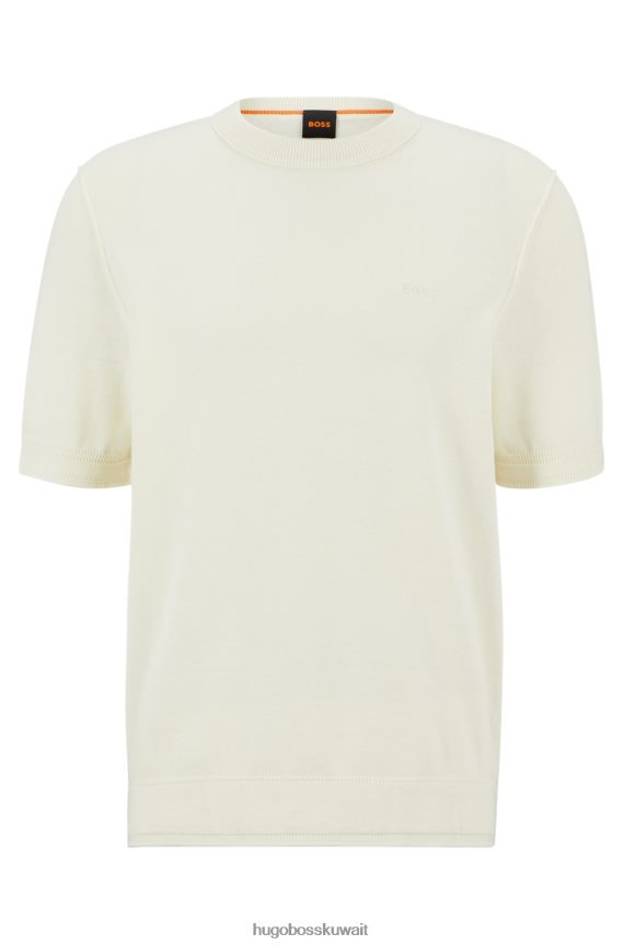 4TFNJN3913 البيج الفاتح Hugo Boss سترة Hugo بأكمام قصيرة من القطن والكشمير باللون البيج الفاتح