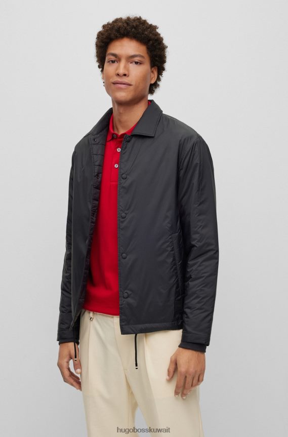 4TFNJN3918 أسود Hugo Boss هوغو قميص أسود مبطن مريح مع شارة الشعار