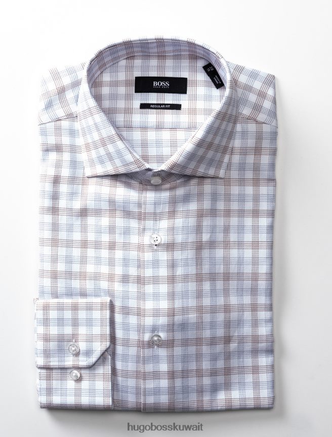 4TFNJN392 بني/وردي Hugo Boss قميص الأعمال جوردون 50404087 البني