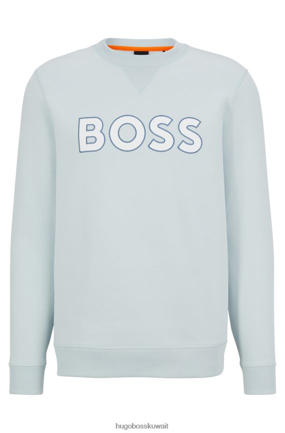 4TFNJN3930 أزرق فاتح Hugo Boss هوغو سويت شيرت مريح باللون الأزرق الفاتح مع شعار متباين