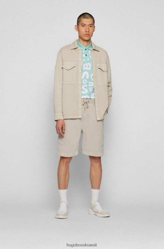 4TFNJN3934 اخضر فاتح Hugo Boss قميص بولو بطبعة شعار الماركة من قطن هيوغو باللون الأخضر الفاتح