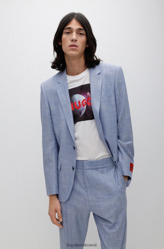 4TFNJN3946 أزرق Hugo Boss سترة ضيقة مصنوعة من قماش هيغو الأزرق المرن عالي الأداء