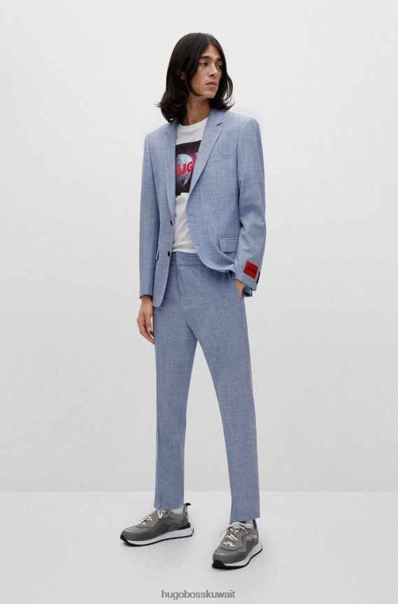 4TFNJN3946 أزرق Hugo Boss سترة ضيقة مصنوعة من قماش هيغو الأزرق المرن عالي الأداء