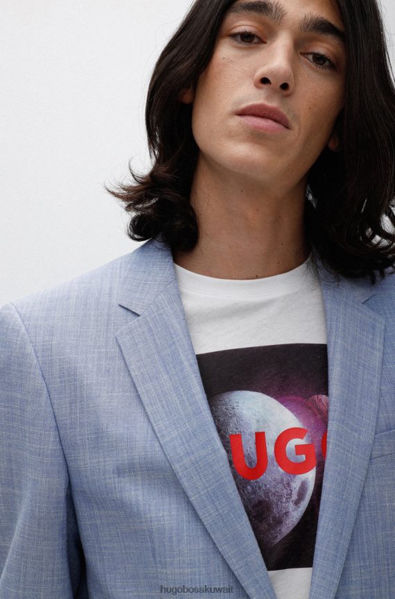 4TFNJN3946 أزرق Hugo Boss سترة ضيقة مصنوعة من قماش هيغو الأزرق المرن عالي الأداء