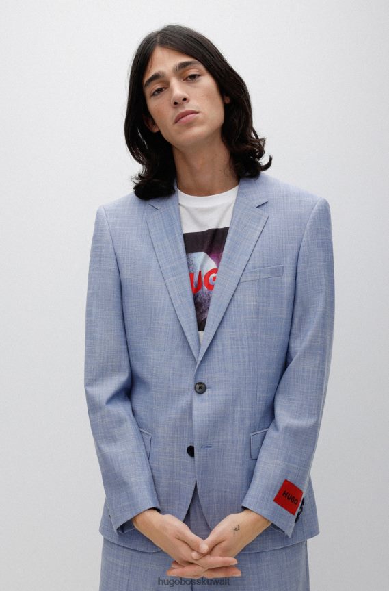 4TFNJN3946 أزرق Hugo Boss سترة ضيقة مصنوعة من قماش هيغو الأزرق المرن عالي الأداء