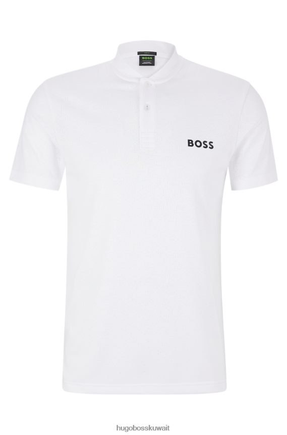 4TFNJN3953 أبيض Hugo Boss قميص بولو x Matteo Berrettini بقصة ضيقة مع هيكل شبكي متحلل