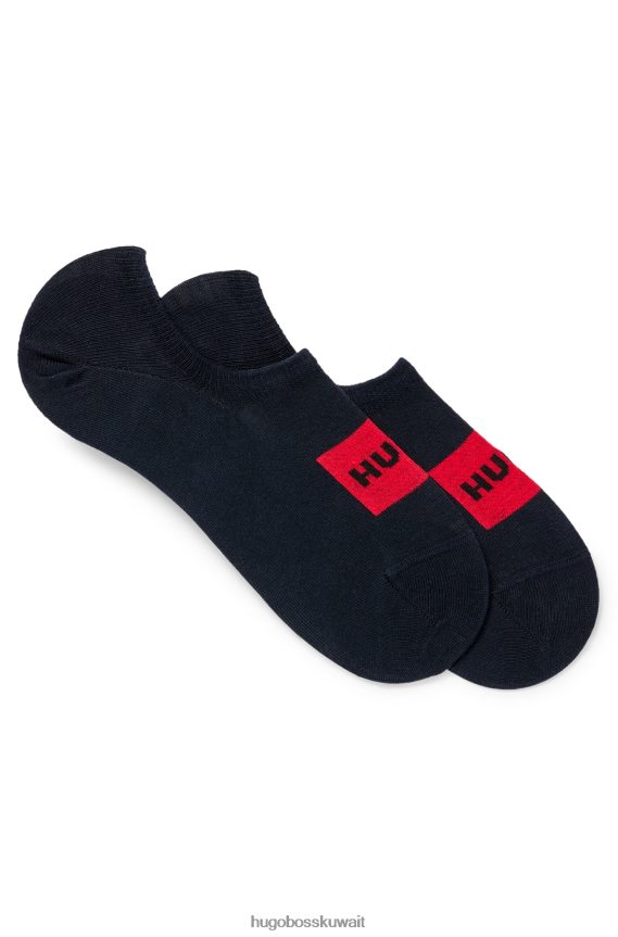 4TFNJN3969 أزرق غامق Hugo Boss عبوتان من الجوارب غير المرئية من مزيج القطن باللون الأزرق الداكن
