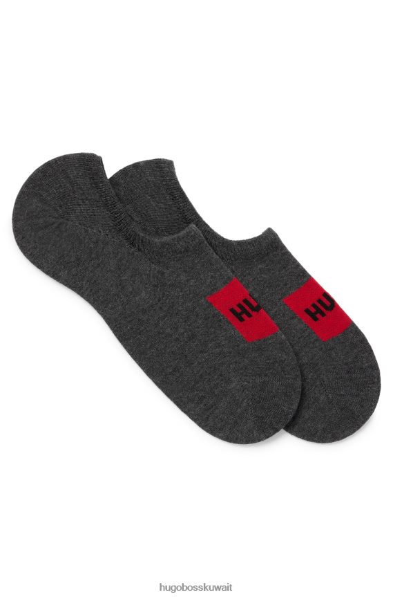 4TFNJN3970 رمادي Hugo Boss حزمة من اثنين من الجوارب غير المرئية باللون الرمادي مصنوعة من مزيج القطن