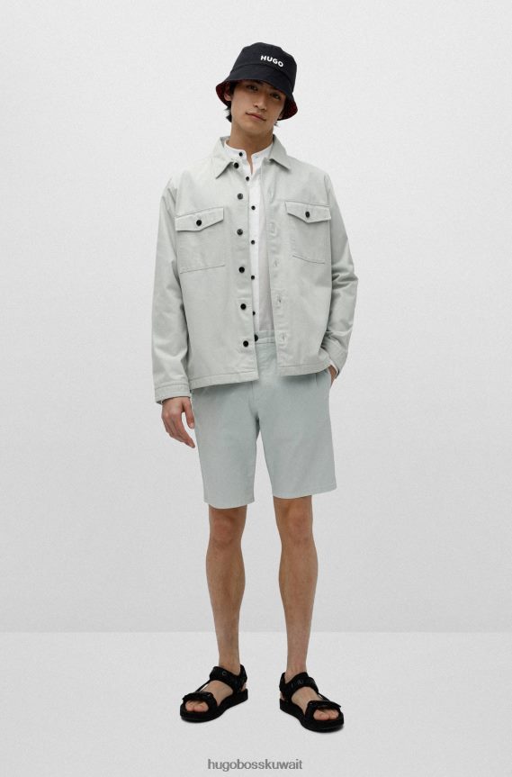 4TFNJN3981 أبيض Hugo Boss قميص Hugo ذو قصة ضيقة من قطن أكسفورد بياقة واقفة باللون الأبيض