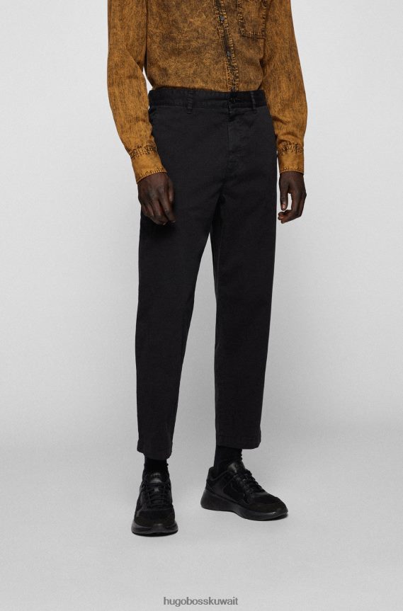 4TFNJN3988 أسود Hugo Boss بنطال بقصّة مريحة مصنوع من القطن المطاطي المقاوم للماء باللون الأسود من Hugo