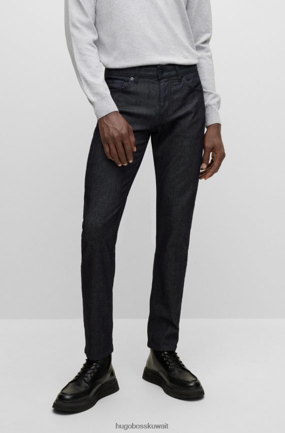 4TFNJN3995 أزرق غامق Hugo Boss بنطال جينز بقصة ضيقة من قماش الدنيم المريح والمطاط مع هوغو من الكشمير باللون الأزرق الداكن